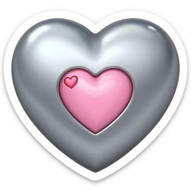 silver heart with one pink mini heart inside of it  sticker