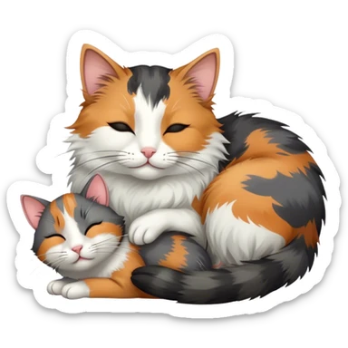 Cat sleeping with rat sticker