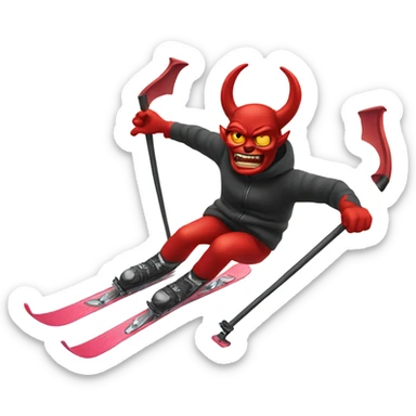 Devil on skis sticker
