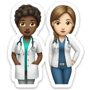 White girl with brunette short hair with stethoscope sticker