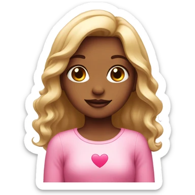 girl with pink love sticker