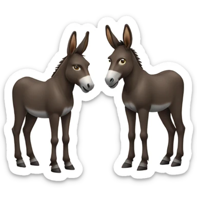 A pair of dark brown Donkeys standing side by side full body sticker