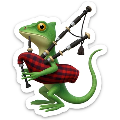 i tom the lizard playing bagpipes sticker