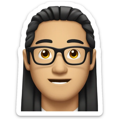 asian man with long black hair, glasses, and black nails sticker