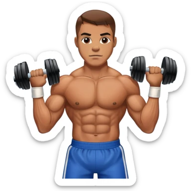 a boxer lifting weights in a gym with a camera crew from ABC 10 filming sticker