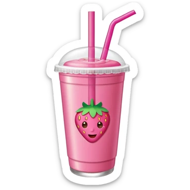 strawberry biscoff drink with lid and straw without face sticker