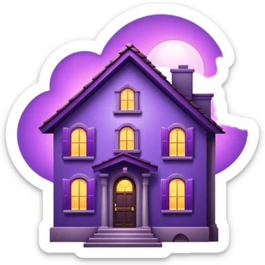 a house with a purple light in one of the windows sticker