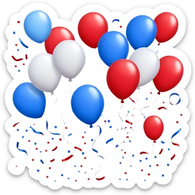 balloons and confetti in red, white and blue for 17th of May sticker