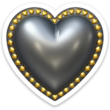 Dark grey metallic heart lined with gold gems sticker