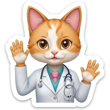 cute doctor kitten with paws up sticker