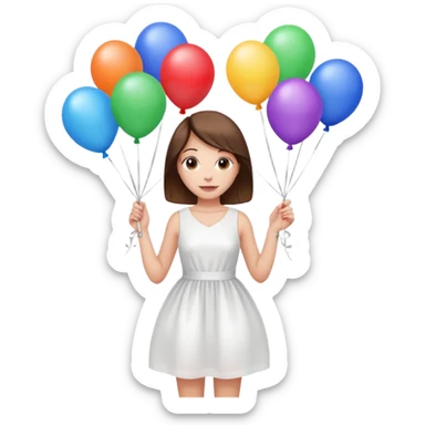 Birthday Female with ballons in white dress sticker