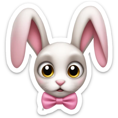 rabbit sad big eyes pink bow sticker