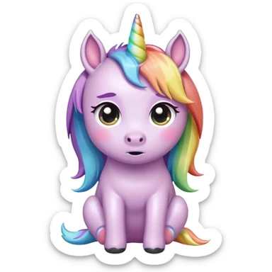 Rainbow pastel sitting tears chibi unicorn  sticker