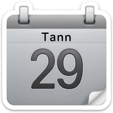 grey calendar with number 29 sticker