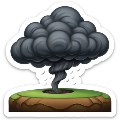 A thick dark funnel cloud sweeping across open plains. sticker