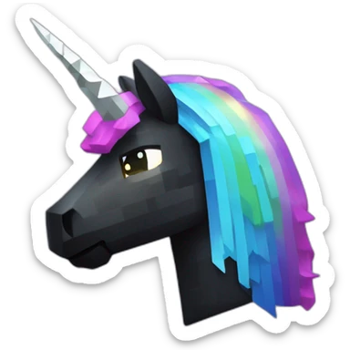 Minecraft Rainbow Black Unicorn Head With Diamond Horn sticker