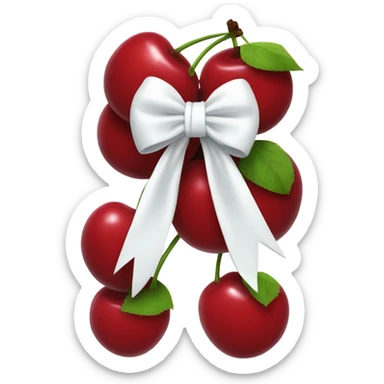 Cherries with white bow on stem sticker