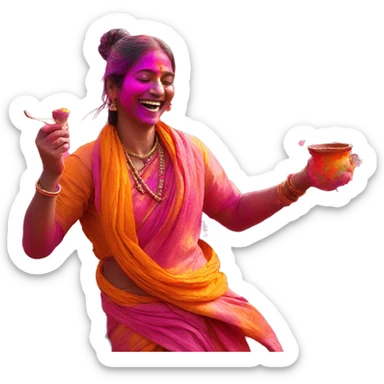 Enjoying and celebrating holi sticker