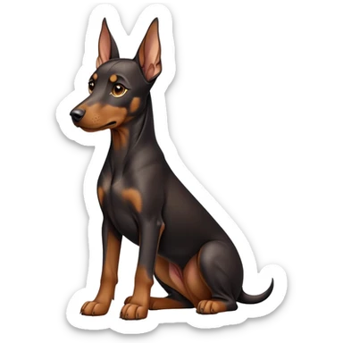 cinematic-noble-doberman puppy-full body-emoji on all fours,-poised-and-regal,-with-a-strong,-athletic-build-and-a-lustrous,-well-groomed-black and tan fur,-deep-set-soulful-brown-eyes,-simplified-yet-sharp-and-sophisticated-features,-highly-detailed, sticker