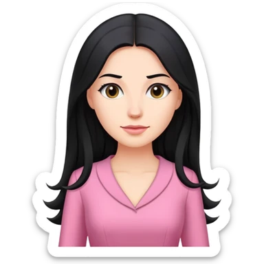 Business dress pink woman caucasian long black hair girl sticker