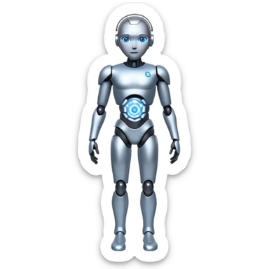 Robots Humanoid – Silver android with glowing eyes, human shape, full body sticker