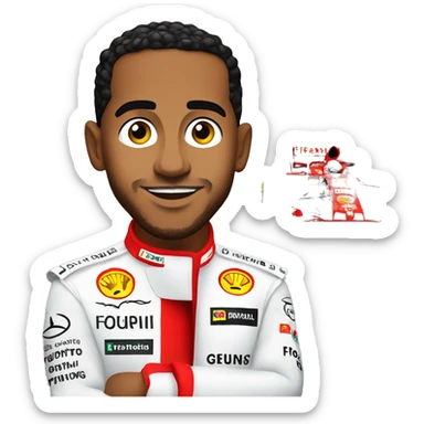 Lewis Hamilton in front of his Ferrari F1 car  sticker