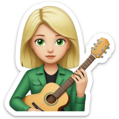girl with blonde hair green eyes and guitar  sticker