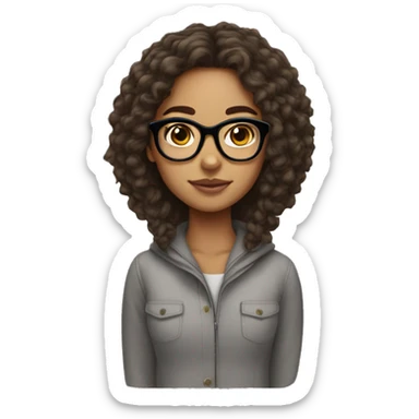 Lightskin girl with freckles with long hair and glasses sticker