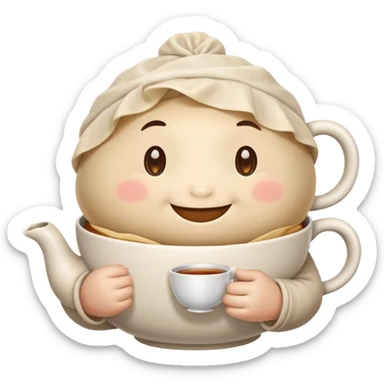 dumpling drinking cup of tea sticker