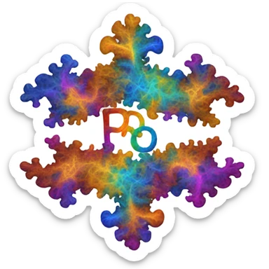 multi-color fractal with the word "Pro³" in it sticker