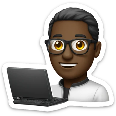 Une personne noire avec un ordinateur et des lunette sticker