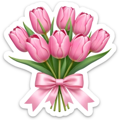 Pastel pink tulip bouquet with bow sticker