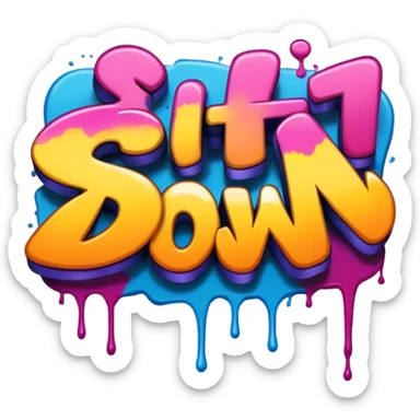 graffiti of the words sit down  sticker