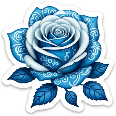 blue paisley printed rose  sticker