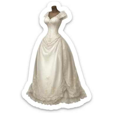 Hyper Realistic ornate victorian Wedding dress displays sticker