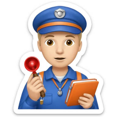 génère moi un émoji d'un coach avec un cahier dans la main un sifflet et une casquette sticker