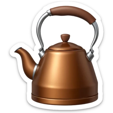 GENERATE A BROWN KETTLE WITH LING BODY HAVING HANDLE AT RIGHT SIDE sticker