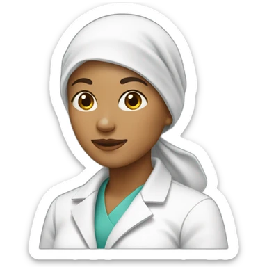 Woman wearing headscarf with lab coat on  sticker