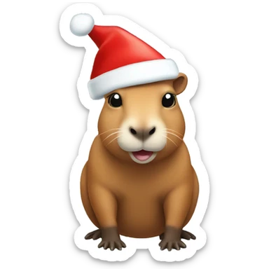 Capybara wearing santa hat  sticker