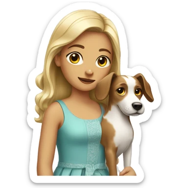 girl with dog in dress sticker
