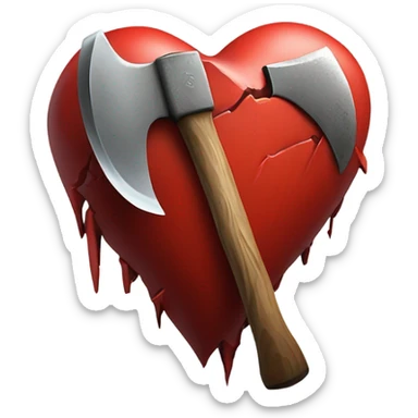Axe in heart sticker