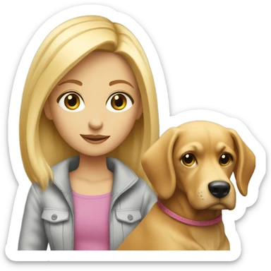 Blonder girl with q dog sticker