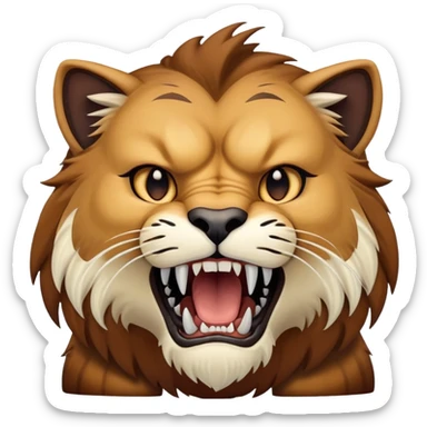 saber-toothed cat with extremely long, exaggerated canine teeth extending far beyond the jaw sticker