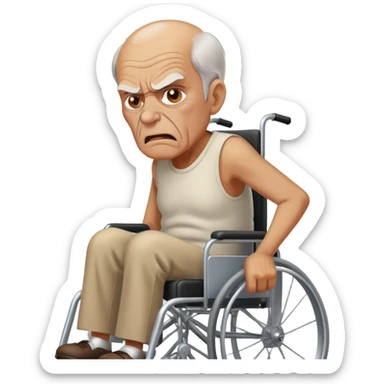 An angry old man in a wheelchair sticker