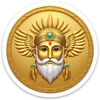 Zoroastrian Faravahar winged sun disc with bearded figure sticker