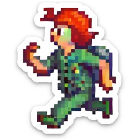 Peppino from Pizza Tower, pixel art style, running animation frame, exaggerated movement, no background sticker