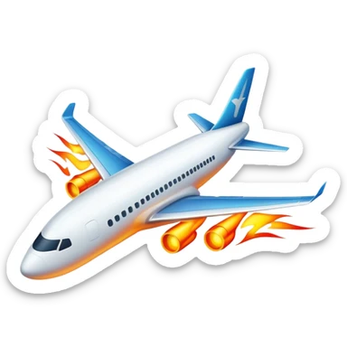 airplane with fire streaks behind i sticker