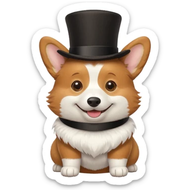 Corgi with top hat sticker