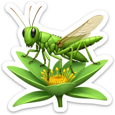 
grasshopper on flower sticker