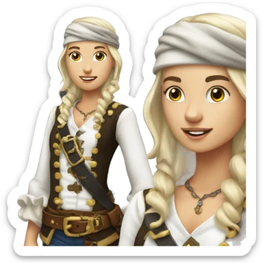 White skinned brunette hair Pirate 20 years old lookin  sticker